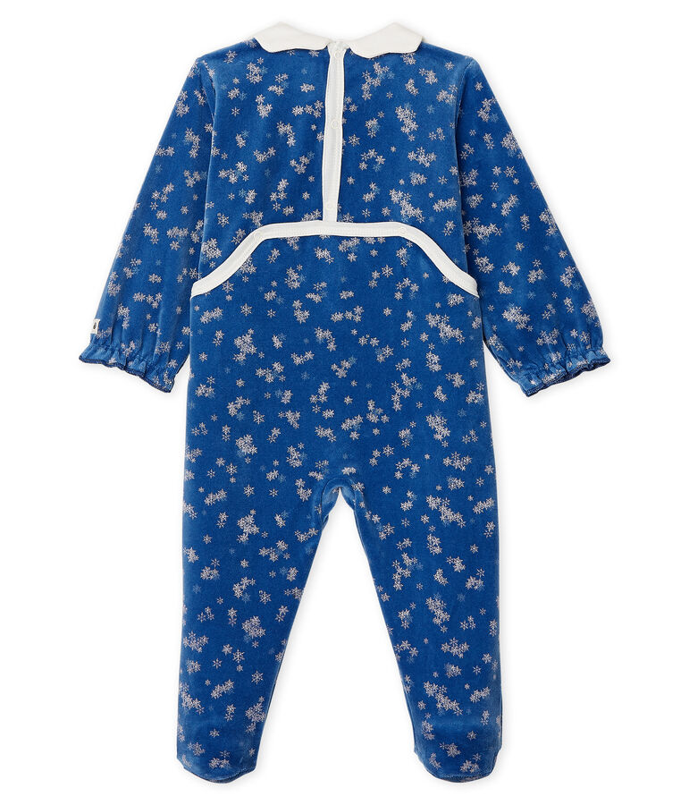 Baby-Strampler aus Nicki f&uuml;r M&auml;dchen blau/weiss