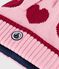 Kinder Jacquard-Strickm&uuml;tze mit Fleecefutter rosa/rot