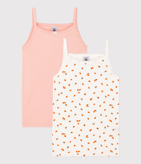 2er-Set Spaghetti-Tops aus Baumwolle mit Orangenmuster für Mädchen variante 1
