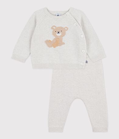 2-teiliges Baby-Set aus Baumwollstrick mit Teddyb&auml;rmuster