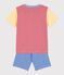 Kinder-Kurzpyjama aus Baumwolle mit roten, blauen und gelben Ringelstreifen für Jungen rot PEPS/weiss MULTICO