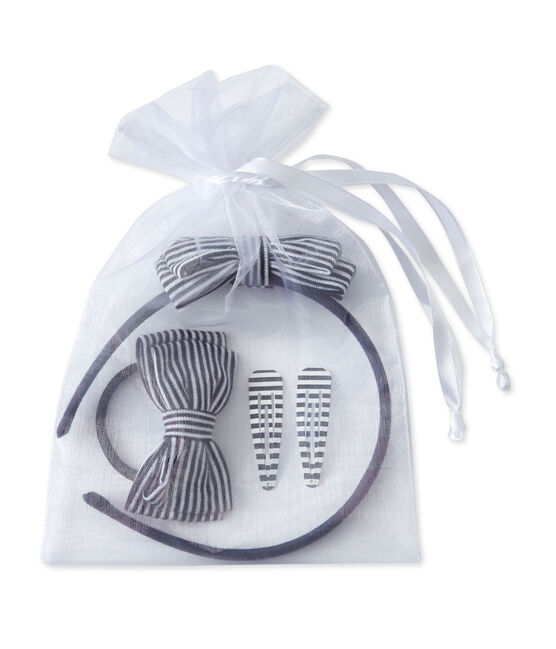 Kit serre-tête et accessoires cheveux en milleraies blau SMOKING/beige COQUILLE