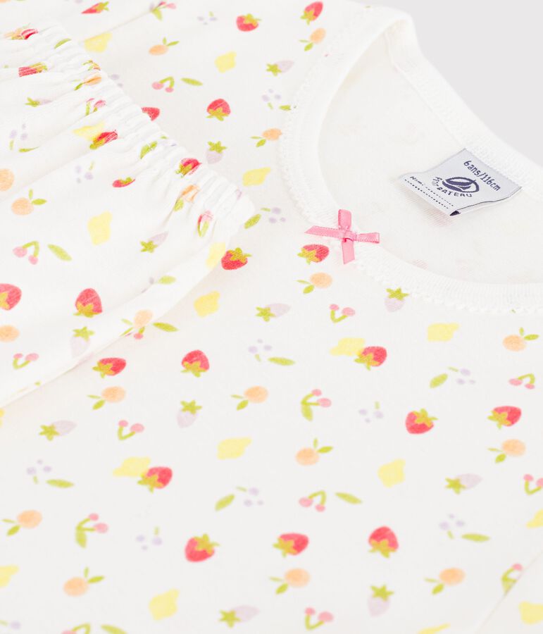 Kinder-Capripyjama aus Baumwolle mit Fruchtmotiv weiss MARSHMALLOW/weiss MULTICO