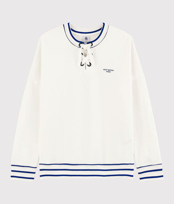 Sweatshirt aus Molton Damen weiss MARSHMALLOW