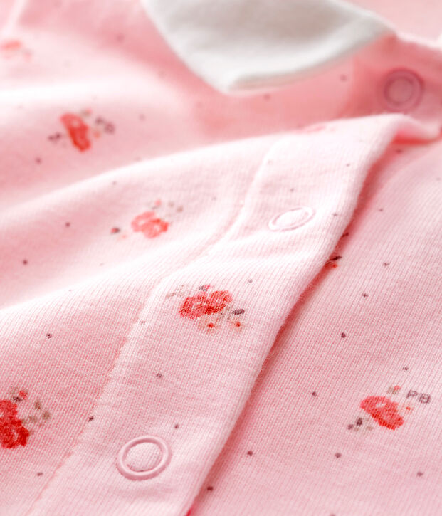 Baby-Strampler ohne Fu&szlig; aus Rippstrick rosa/vielfarbig
