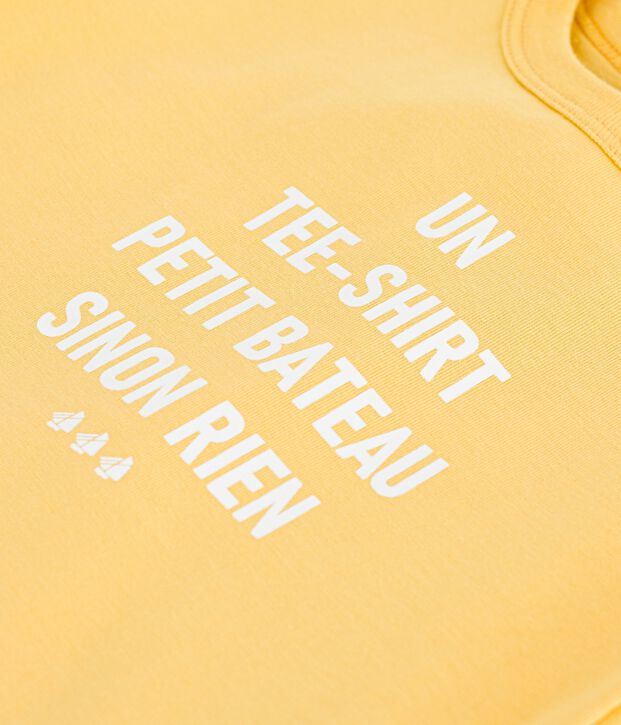 Kurz&auml;rmeliges Baby-T-Shirt aus einfarbiger Baumwolle mit Motiv gelb