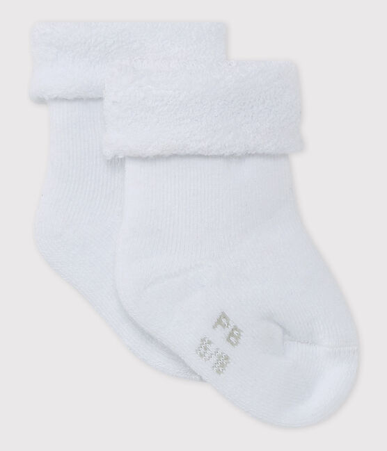 Weiße Frottee-Socken für Babys weiss ECUME
