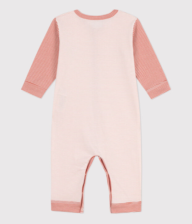 Fu&szlig;loser Strampler aus Baumwolle mit Ringelstreifen rosa/weiss
