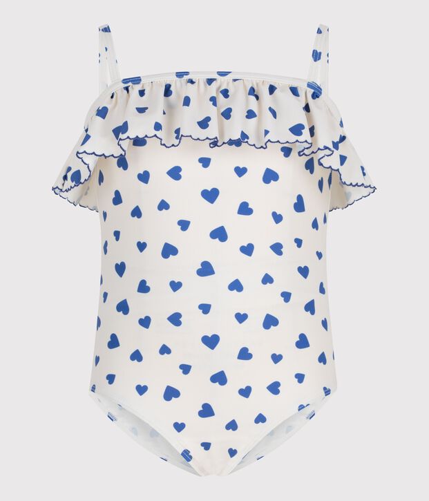 Einteiliger Baby-Badeanzug mit Herzmotiv weiss/blau