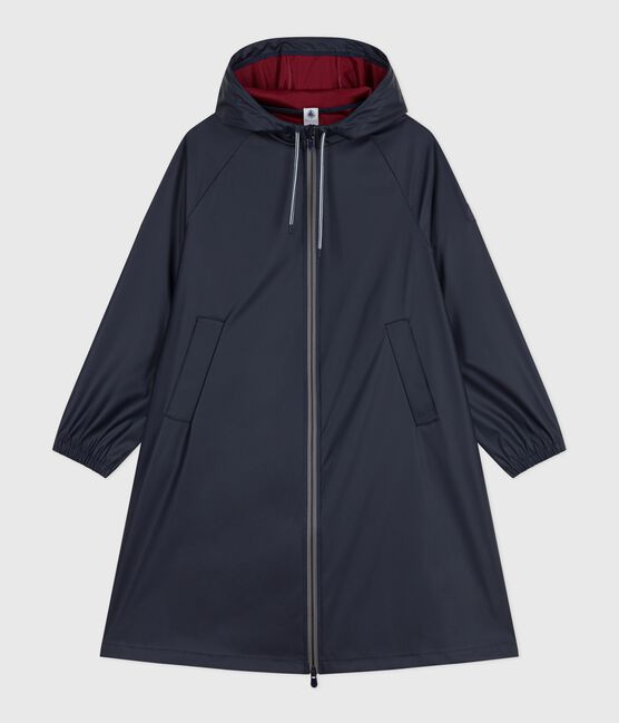 Lange Damen-Regenjacke mit zwei Farben blau SMOKING