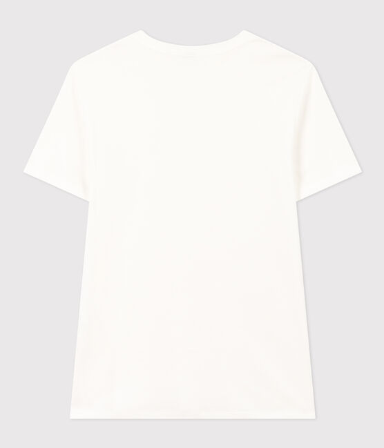 Kurzärmeliges Damen-T-Shirt L'ICONIQUE aus einfarbigem Rippstrick weiss ECUME