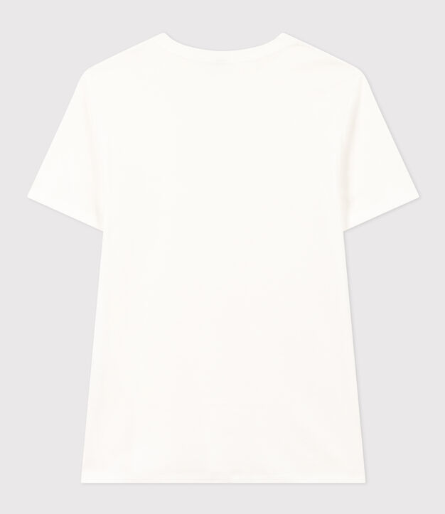 Kurz&auml;rmeliges Damen-T-Shirt L'ICONIQUE aus einfarbigem Rippstrick weiss
