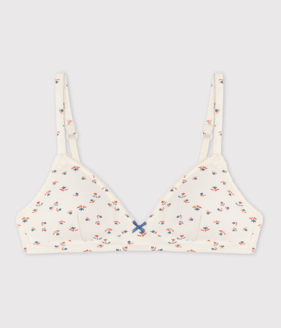 BH mit Pads aus Baumwolle und Elastan mit Blumenmotiv für Mädchen weiss MARSHMALLOW/weiss MULTICO
