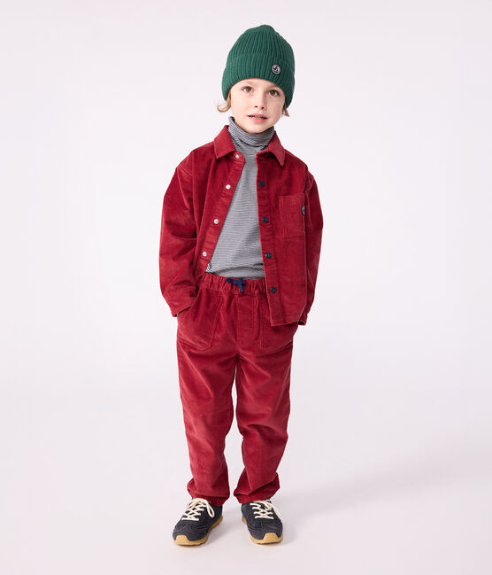 Kinder-Hose mit geradem Schnitt aus einfarbigem Fein-Cord AMARANTE