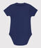 Kurzärmeliger Baby-Body aus Bio-Baumwolle mit Kragen blau CHALOUPE
