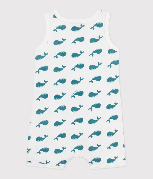 Baby-Kurzoverall aus Baumwolle mit Walen gr&uuml;n/gr&uuml;n