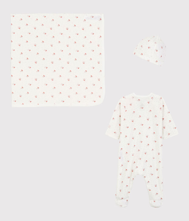 Baby-Geschenk-Set aus Bio-Baumwolle mit zierlichem Vogel-Motiv vielfarbig