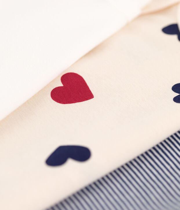 3er-Set lang&auml;rmelige Baby-Bodys aus Baumwolle mit Herzmuster vielfarbig