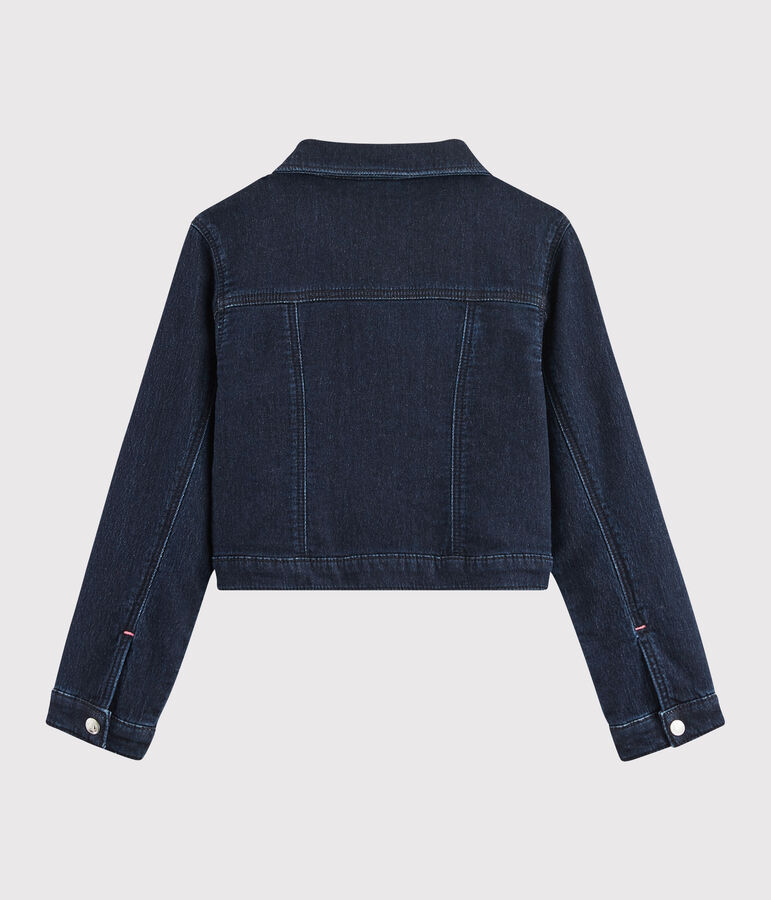 Kinder-Jeansjacke f&uuml;r M&auml;dchen blau DENIM BLEU FONCE