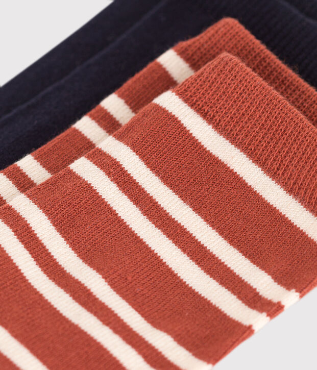2er-Set gestreifte Kindersocken aus Baumwolle vielfarbig