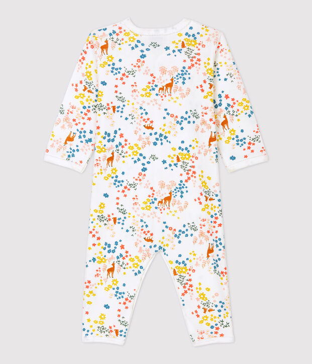 Baby-Strampler aus Bio-Baumwolle mit Blumenmuster weiss/vielfarbig