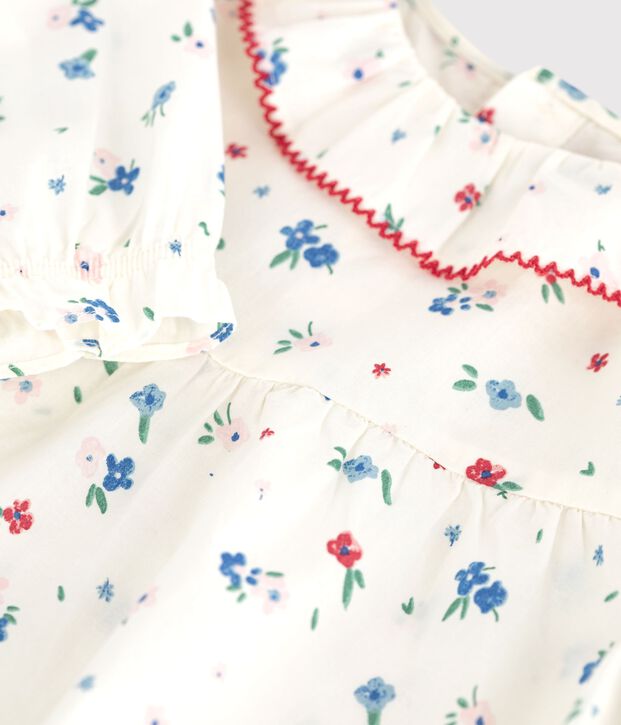 Lang&auml;rmelige Baby-Bluse aus Baumwolle mit Blumenmuster weiss/vielfarbig