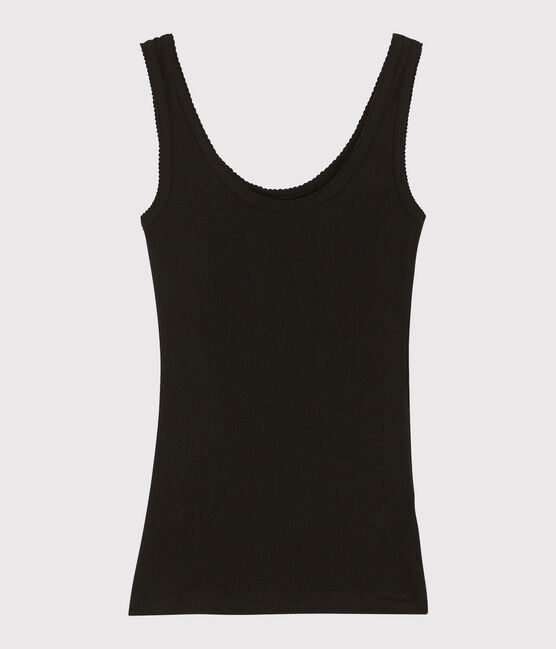 Damen-Tanktop aus Wolle und Baumwolle schwarz NOIR