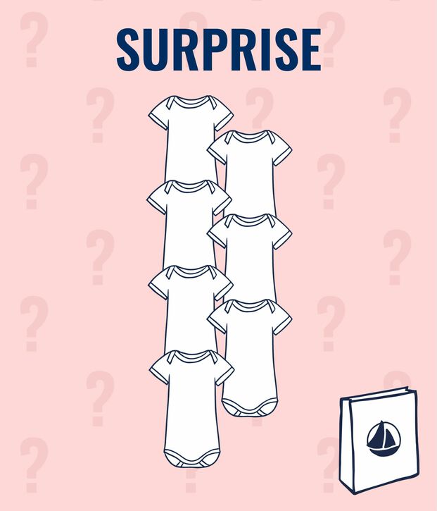 &Uuml;berraschungsset 7 kurz&auml;rmelige Baby-Bodys f&uuml;r M&auml;dchen vielfarbig