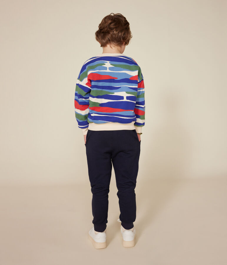 Kinder-Sweatshirt aus Molton f&uuml;r Jungen naturfarben/rot