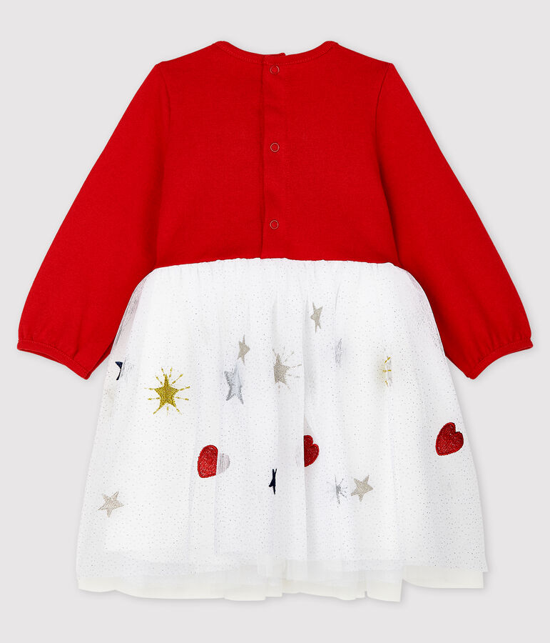 Lang&auml;rmeliges Baby-Kleid f&uuml;r M&auml;dchen rot TERKUIT/weiss MULTICO