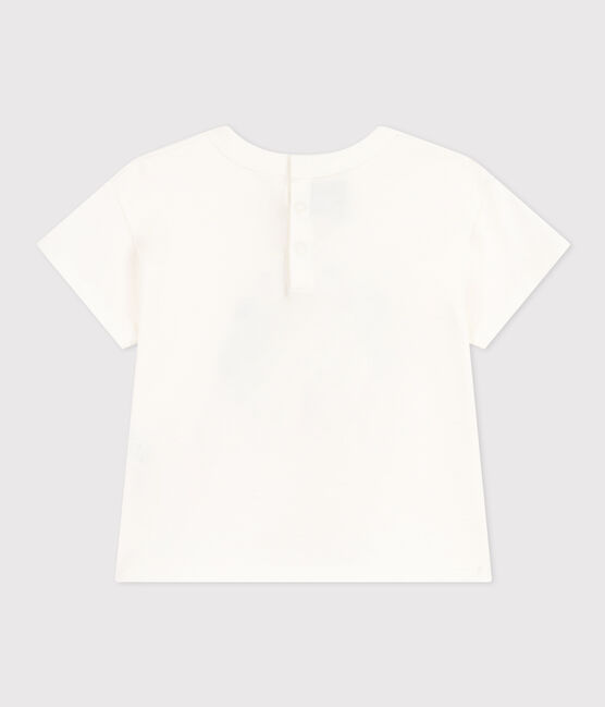 Kurzärmeliges Baby-T-Shirt aus leichtem Jersey weiss MARSHMALLOW