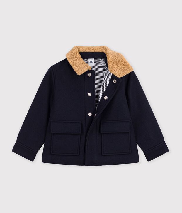 Kinderjacke im Caban-Stil aus einfarbiger Schurwolle SMOKING