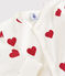 Fußloser Baby-Strampler aus Baumwolle mit Herzmotiv weiss MARSHMALLOW/rot TERKUIT