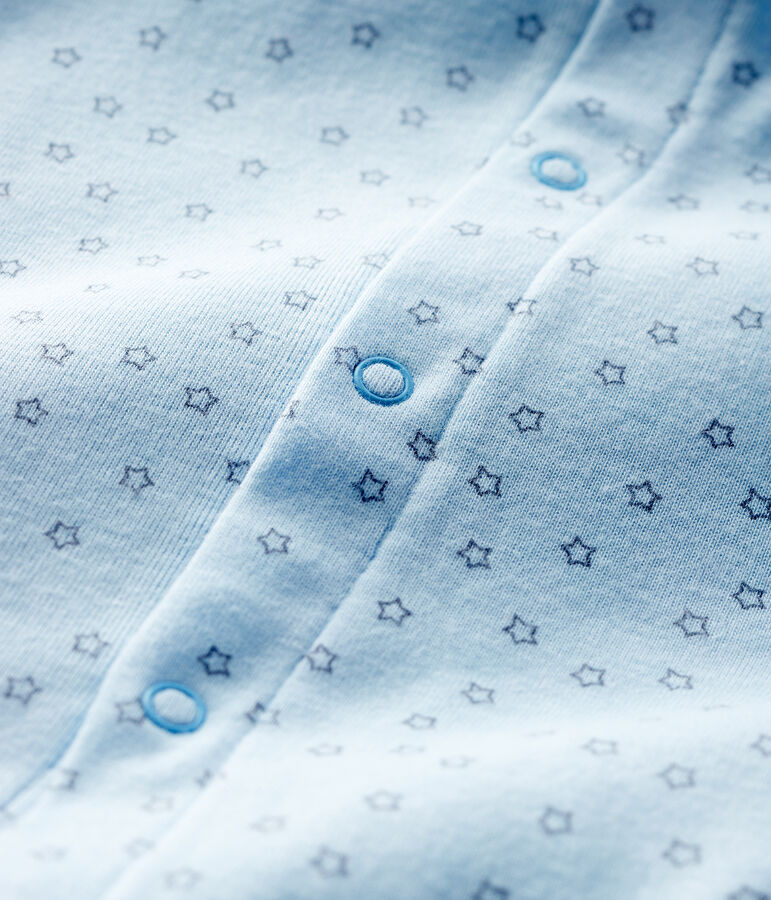 Blauer Bodyjama ohne F&uuml;&szlig;e mit Sternenmotiv aus Rippstrick f&uuml;r Jungen blau FRAICHEUR/grau CONCRETE