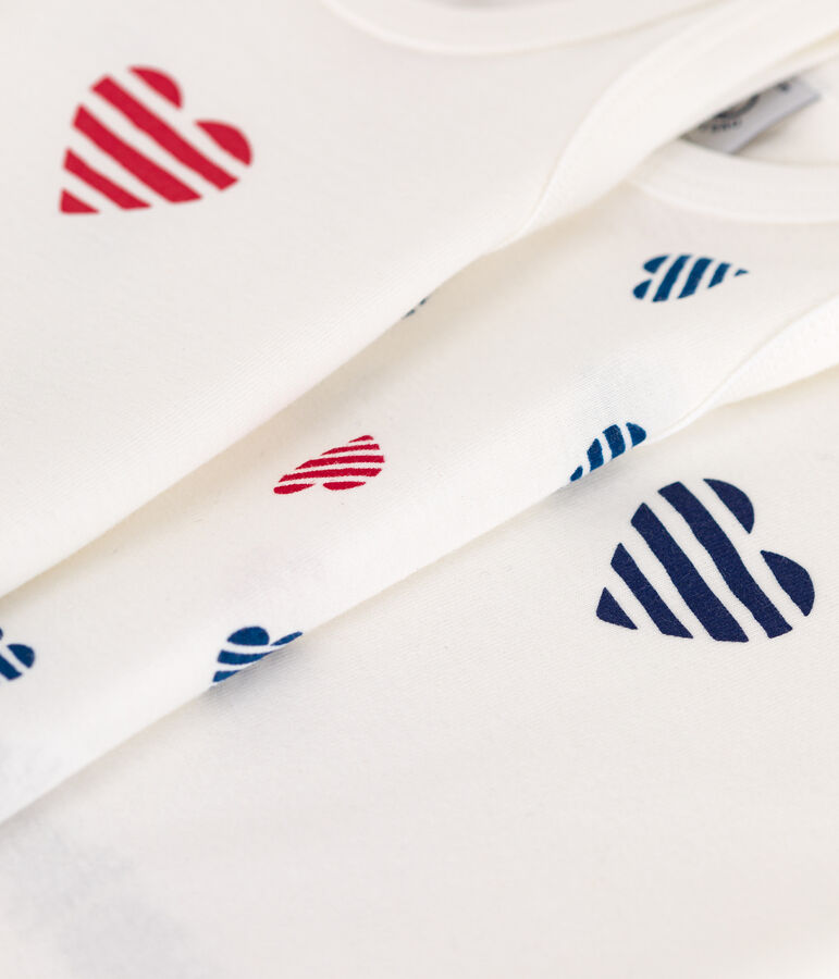 3er-Set &auml;rmellose Baby-Bodys aus Baumwolle mit gestreiften Herzen vielfarbig