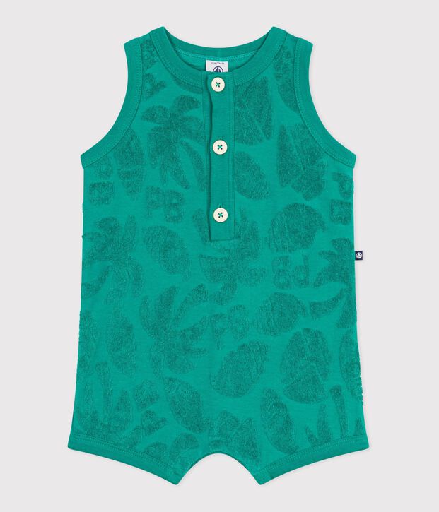 Baby-Kurzoverall aus Baumwolle mit Palmenmotiv gr&uuml;n