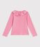 Lang&auml;rmeliges Kinder-T-Shirt mit Kragen aus einfarbiger Baumwolle rosa