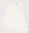 Kurzärmeliges Kinder-Kleid aus Baumwolle  weiss MARSHMALLOW/grau ARGENT