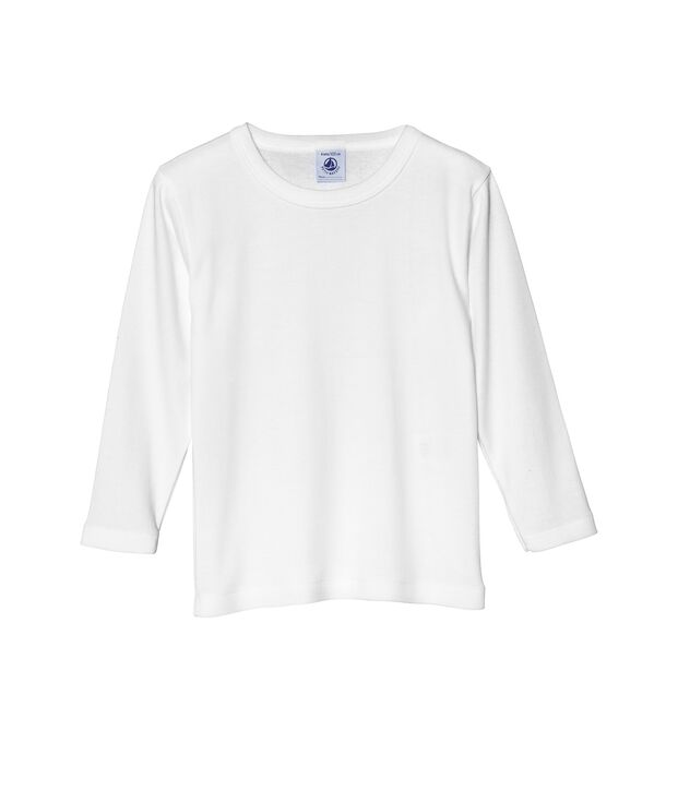 Lang&auml;rmeliges, einfarbiges Jungen TShirt weiss