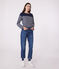 Langärmeliges Damen-Streifenshirt "Marinière" aus Baumwolle blau SMOKING/weiss MARSHMALLOW