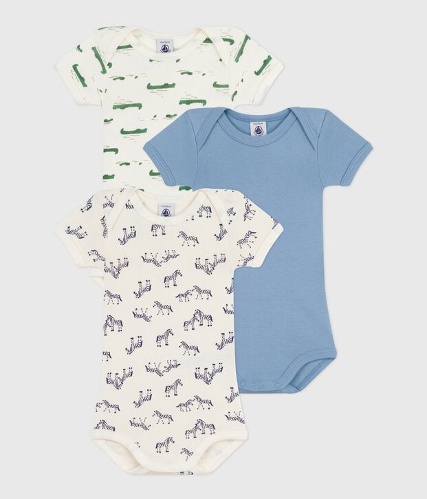 Set kur&auml;rmeliger Baby-Bodys aus Baumwolle mit Tiermotiv vielfarbig