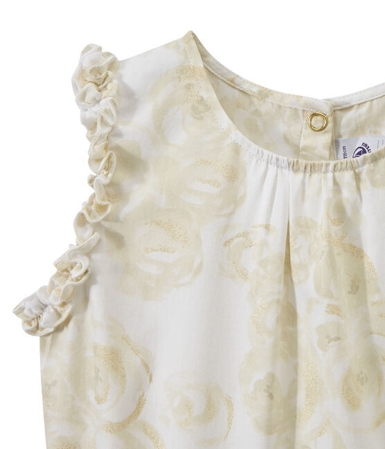 Ärmelloses Mädchen-Kleid mit Print weiss MARSHMALLOW/weiss MULTICO