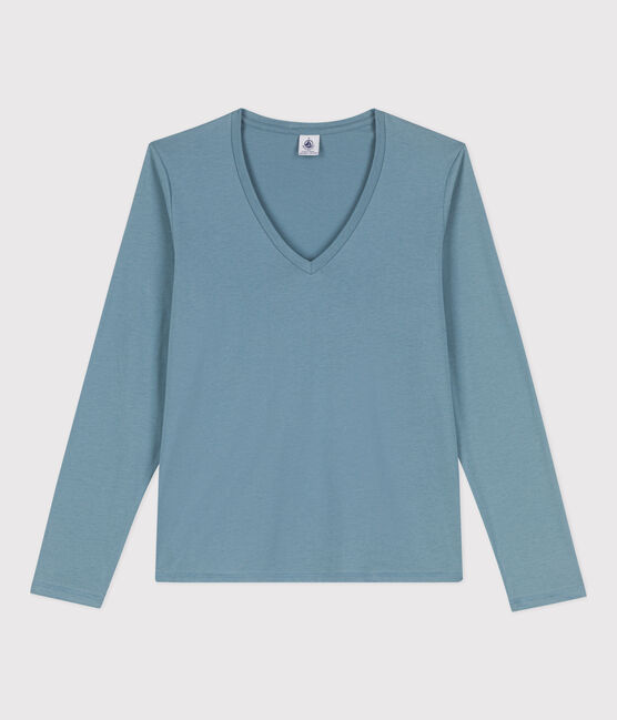 T-Shirt LE DROIT aus Baumwolle mit V-Ausschnitt für Damen blau ROVER
