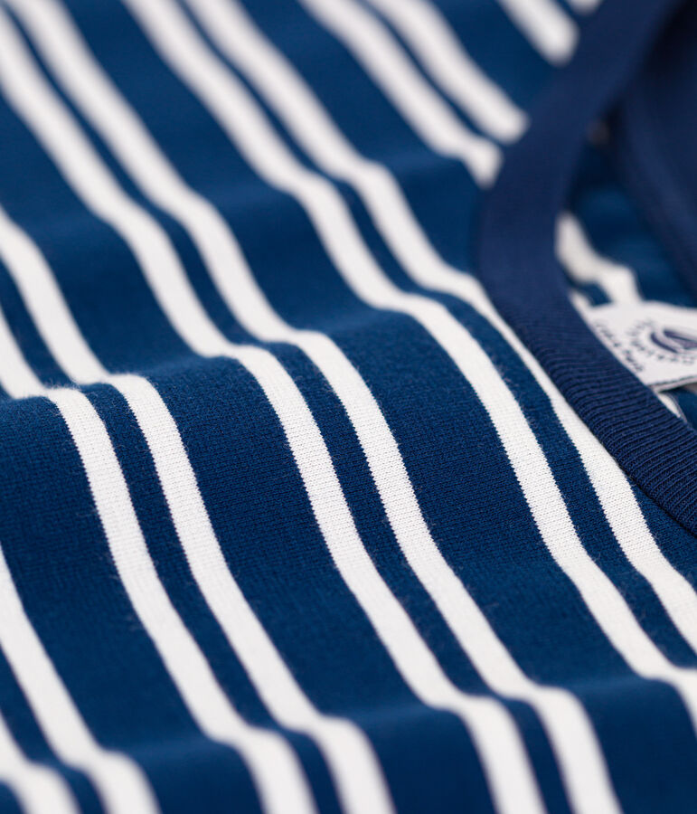 Damen-T-Shirt LE BOXY aus Baumwolle blau/weiss