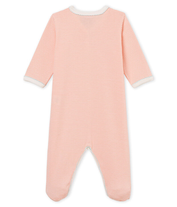 Baby-Strampler in Rippstrick f&uuml;r M&auml;dchen rosa/weiss