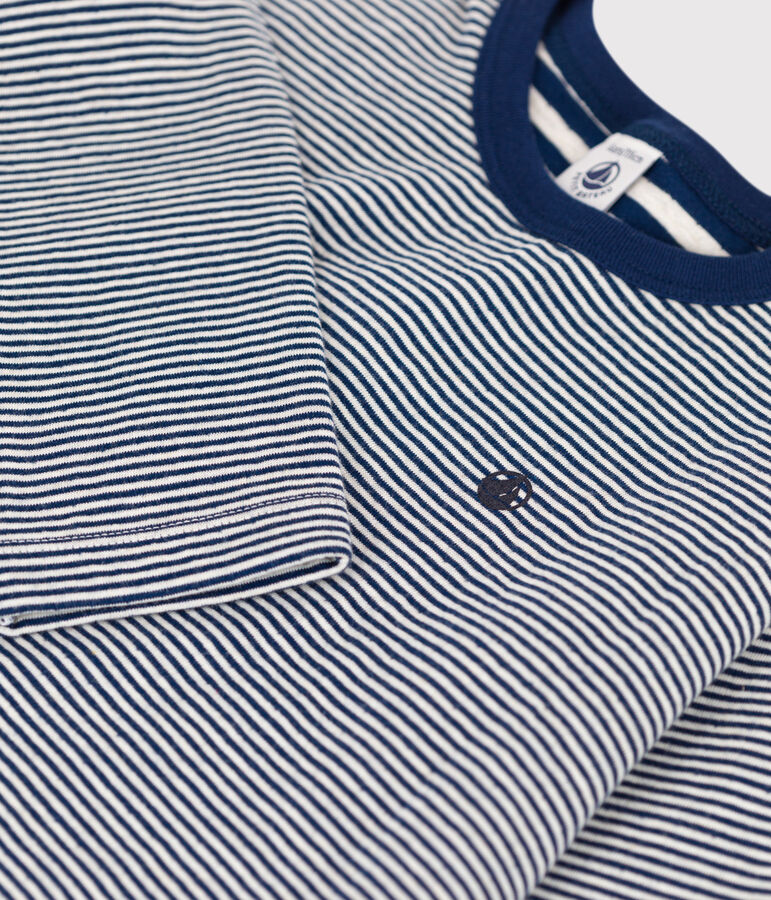 Lang&auml;rmeliges Kinder-T-Shirt aus Doppeljersey f&uuml;r Jungen blau/beige