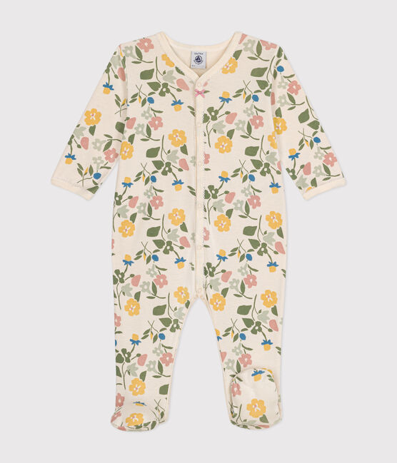 Baby-Strampler mit Blumenmuster aus Baumwolle weiss AVALANCHE/ MULTICO