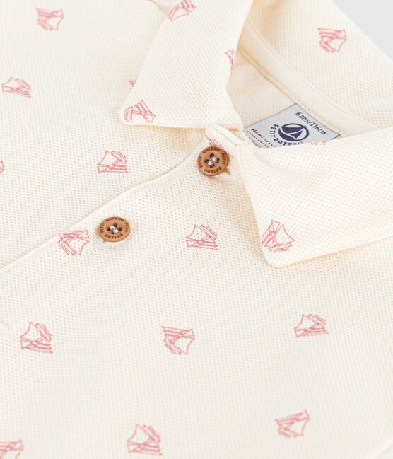 Kurzärmeliges Kinder-Poloshirt aus bedruckter Baumwolle rot MILK/ POMPEI