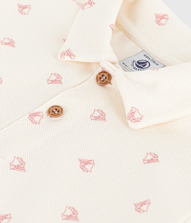 Kurz&auml;rmeliges Kinder-Poloshirt aus bedruckter Baumwolle rot/rot