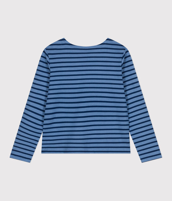 Geknöpftes Damen-Streifenshirt "Marinière" aus Baumwolle blau BEACH/ MEDIEVAL